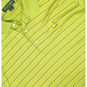 Amen Corner Polo Shirt Mens Large Green Striped Masters Golf Pima Cotton Logo